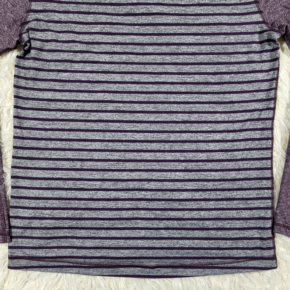 Lululemon Surge Warm 1/4 Zip Pullover Yachtie Stripe Heathered Grey Purple Large - Picture 14 of 16